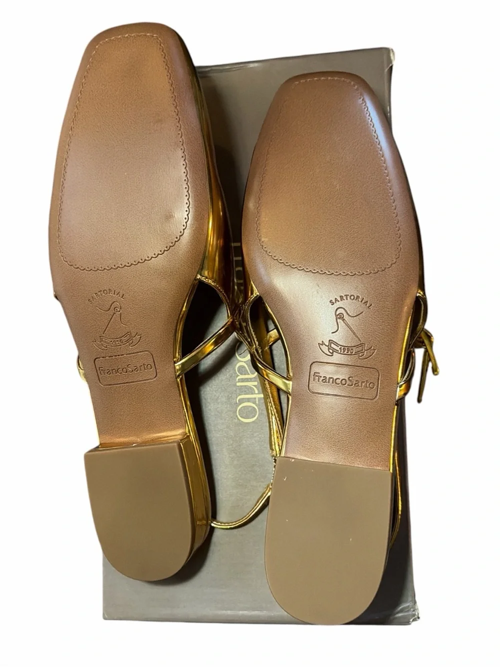 NIB Franco Sarto gold L-Destin slingback flats